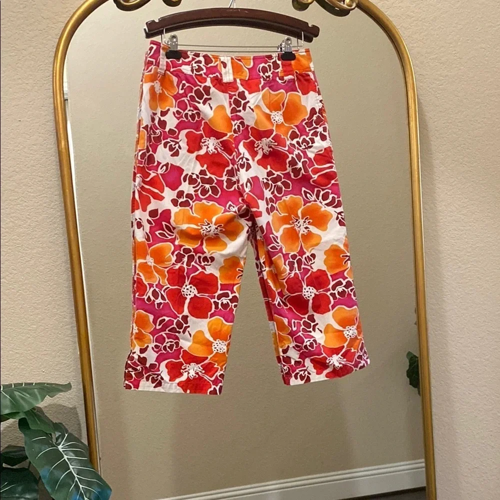 New York & Conpany Vibrant Floral Cropped Pants Size 12 - Picture 5 of 6
